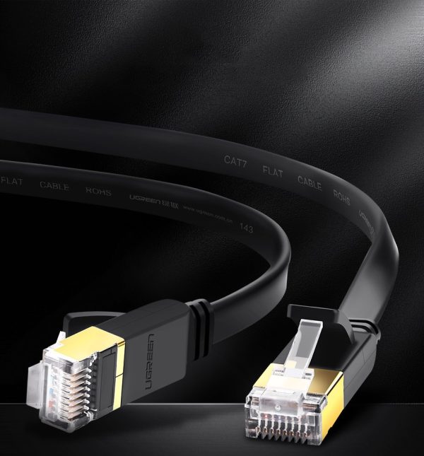 Plakana plākstera kabelis LAN STP RJ45 CAT 7 10Gbps 3m melns kabelis