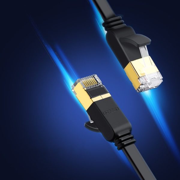 Plakana plākstera kabelis LAN STP RJ45 CAT 7 10Gbps 3m melns kabelis