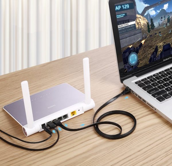 Plakana plākstera kabeļa LAN STP RJ45 CAT 7 10Gbps 10m melns kabelis