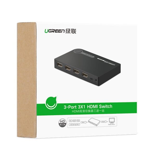 Splitter slēdzis HDMI sadalītājs - 3x HDMI 3d 4k melns