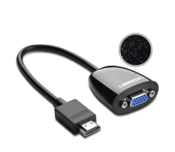 Adaptera adaptera kabelis ar vīriešu HDMI VGA sieviešu FHD melnā krāsā