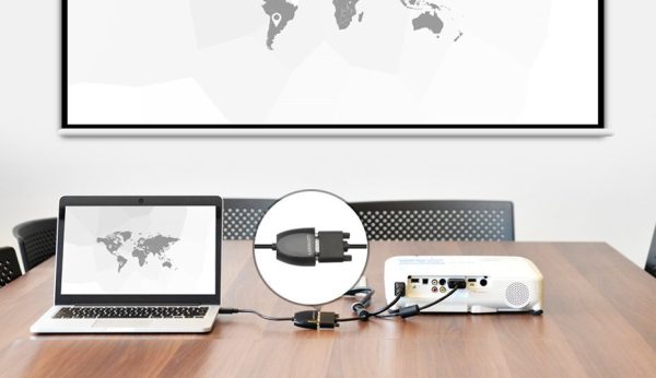 Adaptera adaptera kabelis ar vīriešu HDMI VGA sieviešu FHD melnā krāsā
