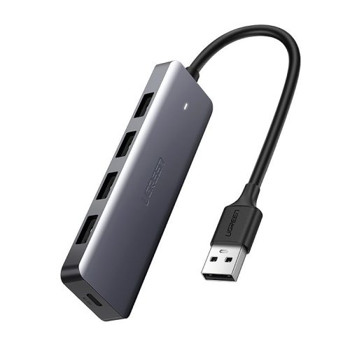 Hub Hub izplatītājs USB - 4x USB 3.2 ar Micro USB pelēkās barošanas porta portu