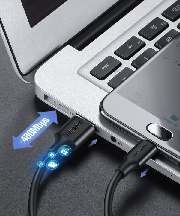 USB kabeļa kabelis - Micro USB 2,4A 480Mbps 1,5m melns