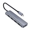 HUB USB-C rajons-4X USB 3.2 ar USB-C pelēkās barošanas ostu