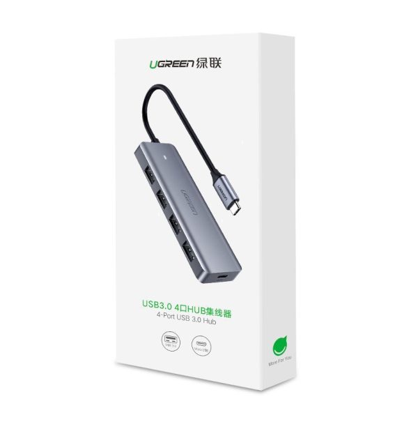 HUB USB-C rajons-4X USB 3.2 ar USB-C pelēkās barošanas ostu