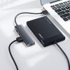 HUB USB-C rajons-4X USB 3.2 ar USB-C pelēkās barošanas ostu