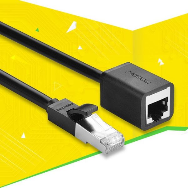 FTP Ethernet RJ45 Cat 6 1000 Mb / s 2m melns paplašinājuma kabeļa pagarinājuma kabelis