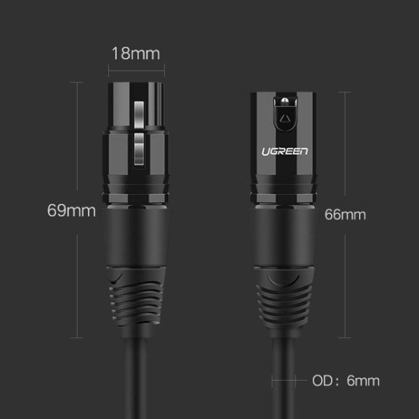 Audio kabeļa pagarinājuma kabelis XLR 3M melnajam mikrofonam