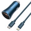 Ātra automašīnas lādētājs 40W PD QC USB-C / USB + iPhone zilais kabelis
