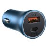 Ātra automašīnas lādētājs 40W PD QC USB-C / USB + iPhone zilais kabelis