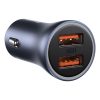 Ātrās automašīnas lādētājs 2x USB 40W QC SCP FCP AFC + USB-C pelēks kabelis