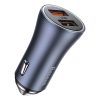 Ātrās automašīnas lādētājs 2x USB 40W QC SCP FCP AFC + USB-C pelēks kabelis