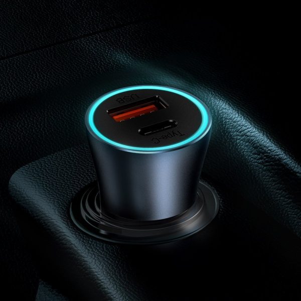 Ātrās automašīnas lādētājs 40W PD QC USB-C / USB + USB-C Lielais kabelis