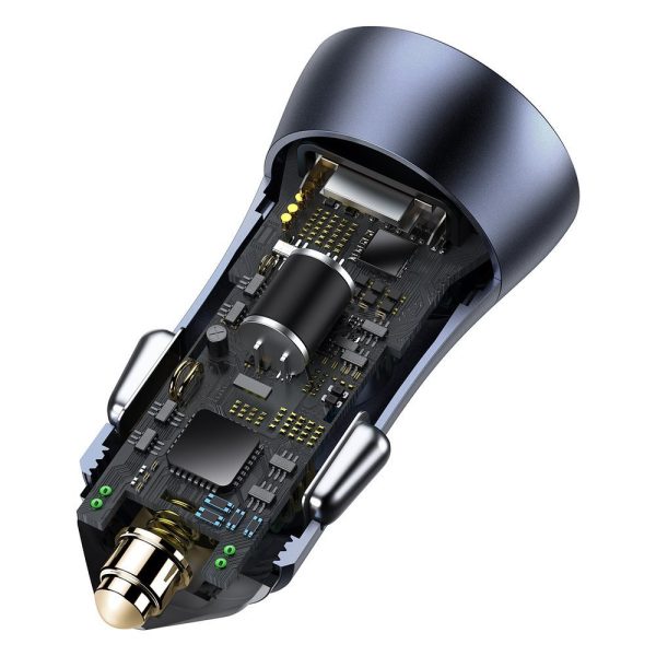 Ātrās automašīnas lādētājs 40W PD QC USB-C / USB + USB-C Lielais kabelis