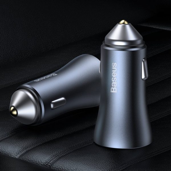 Ātrās automašīnas lādētājs 40W PD QC USB-C / USB + USB-C Lielais kabelis