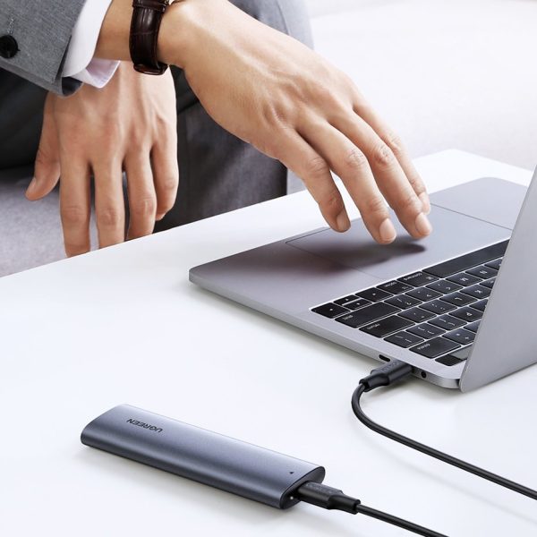Kabatas apvalks SSD M.2 Superspeed 10Gbps + USB-C 0,5 m pelēkais kabelis