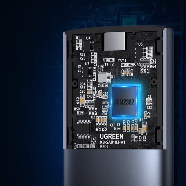 Kabatas apvalks SSD M.2 Superspeed 10Gbps + USB-C 0,5 m pelēkais kabelis