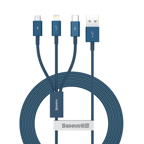 3in1 USB universālais kabelis - zibens / USB -C / Micro USB 3