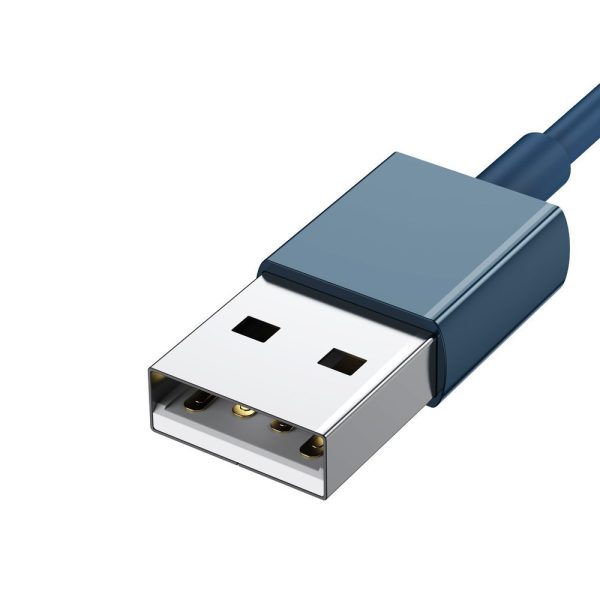 3in1 USB universālais kabelis - zibens / USB -C / Micro USB 3,5A 1,5 m zilā krāsā