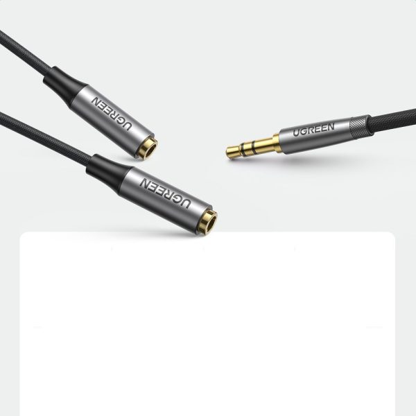 Sadalītājs 2x kabeļa aux kabelim 3,5 mm mini ligzdai 0,2 m melnā krāsā