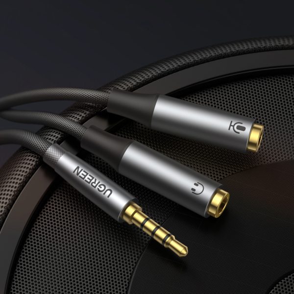 AUX 3,5 mm kabeļa kolektors austiņām un sieviešu mikrofona 20 cm melnā krāsā
