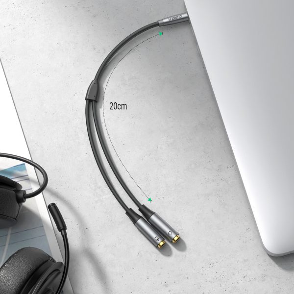 AUX 3,5 mm kabeļa kolektors austiņām un sieviešu mikrofona 20 cm melnā krāsā
