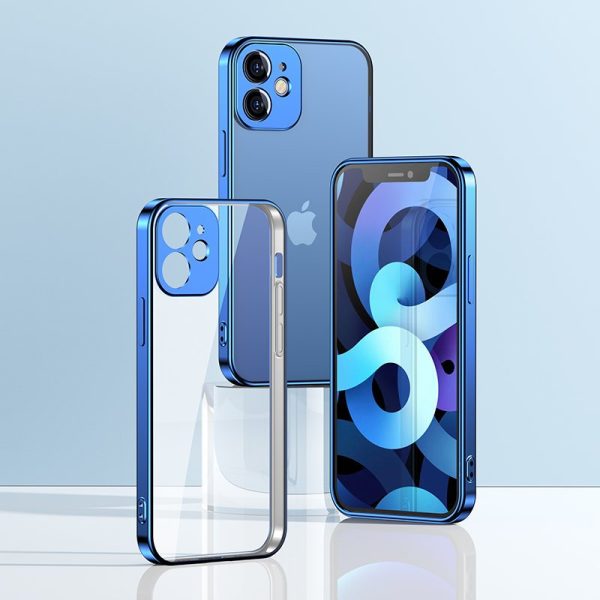 Īpaši plāni caurspīdīgs korpuss ar metālisku iPhone 12 Pro Max Black Frame