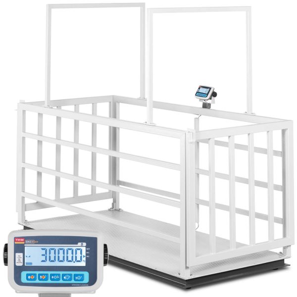 Platformas inventāra veterinārais svars ar dzīvnieku būru 3000/1 kg 110x240 cm LCD