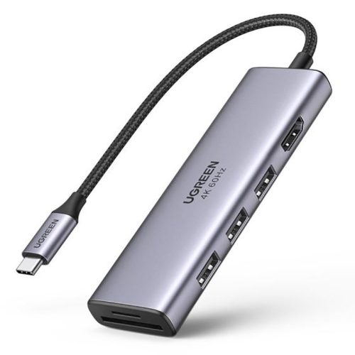 6in1 daudzfunkcionāls USB -C HUB - 3X USB HDMI 4K SD un TF pelēkās kartes lasītājs