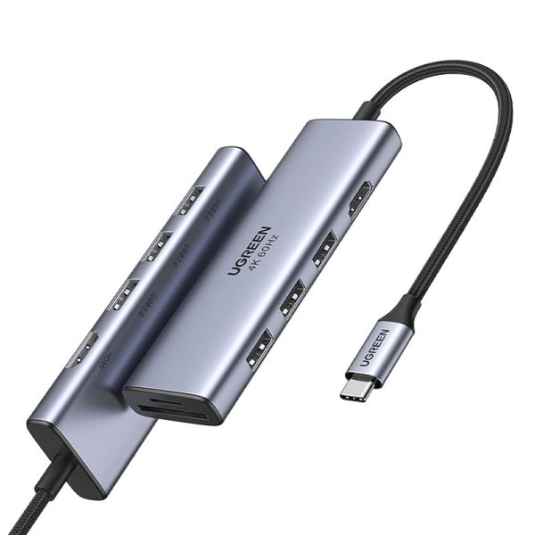 6in1 daudzfunkcionāls USB -C HUB - 3X USB HDMI 4K SD un TF pelēkās kartes lasītājs