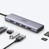 6in1 daudzfunkcionāls USB -C HUB - 3X USB HDMI 4K SD un TF pelēkās kartes lasītājs