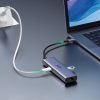 7in1 daudzfunkcionāls USB-C HUB-2X USB HDMI 4K SD karšu lasītājs un TF USB-C RJ45 1Gbps pelēks