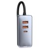 Automašīnas lādētājs 3X USB + USB-C 120W PPS QC PD GREY