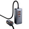 Automašīnas lādētājs 3X USB + USB-C 120W PPS QC PD GREY