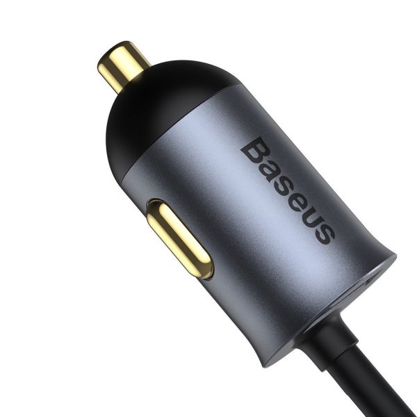 Automašīnas lādētājs 3X USB + USB-C 120W PPS QC PD GREY