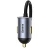 Automašīnas lādētājs 3X USB + USB-C 120W PPS QC PD GREY