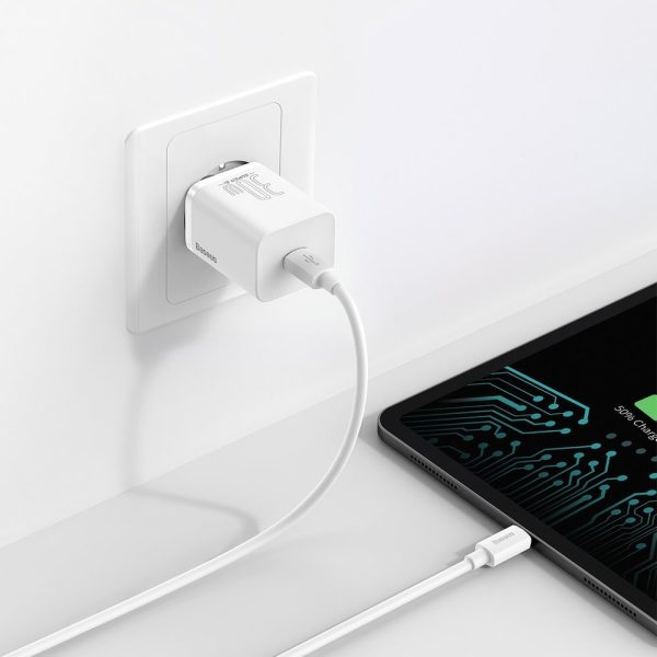 Super Fast Si 1C USB-C 30W PD QC White Network Charger