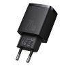 Kompakts USB USB-C 20W 3A PD QC 3.0 Melnais lādētājs ātrs lādētājs