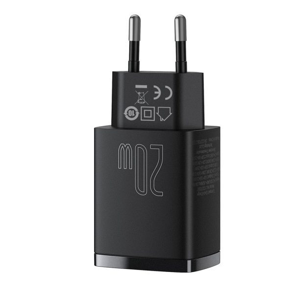 Kompakts USB USB-C 20W 3A PD QC 3.0 Melnais lādētājs ātrs lādētājs