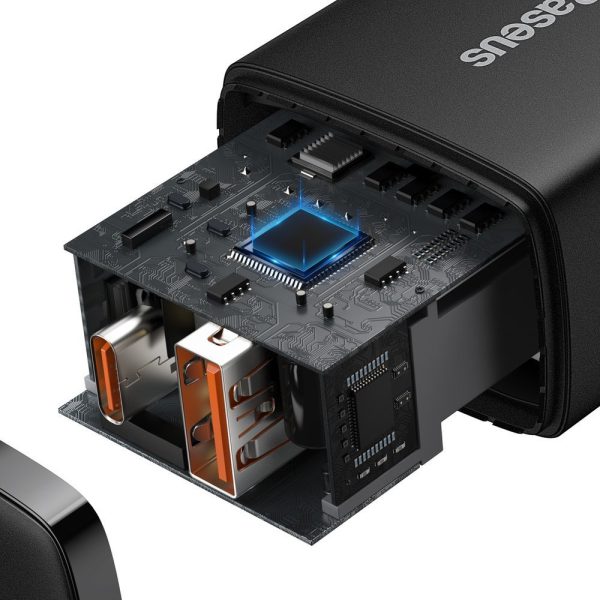 Kompakts USB USB-C 20W 3A PD QC 3.0 Melnais lādētājs ātrs lādētājs