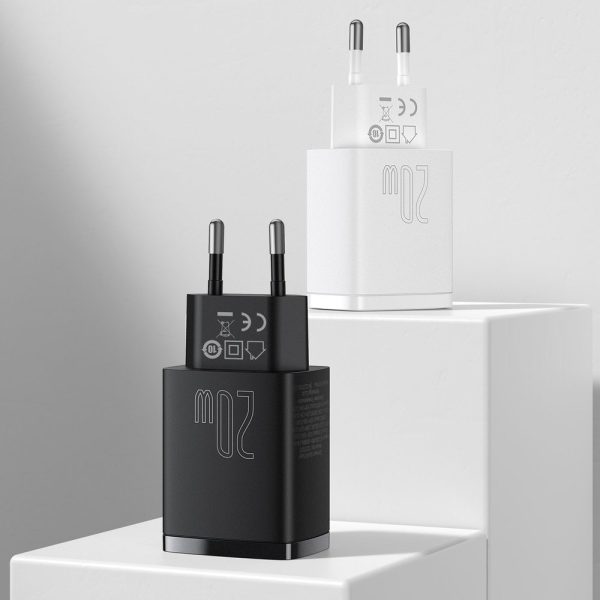 Kompakts USB USB-C 20W 3A PD QC 3.0 Melnais lādētājs ātrs lādētājs