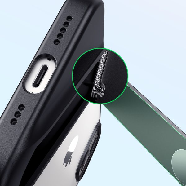 Stingrs korpuss ar želejas rāmi un iPhone 13 Pro melno bāzi