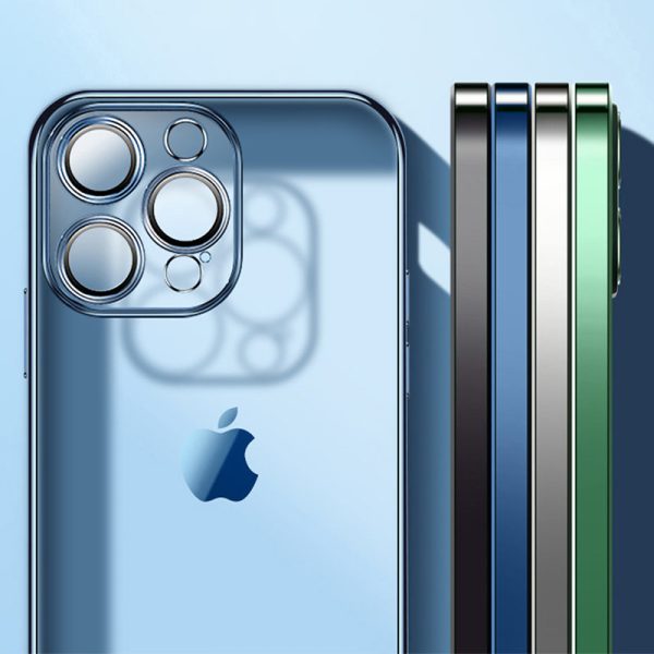 Gadījuma gadījums iPhone 13 Pro korpusam ar metālisku sudraba rāmi