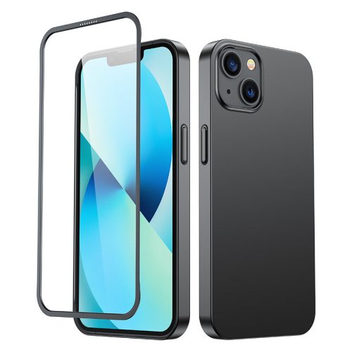 Gadījuma korpuss iPhone 13 aizmugurējā korpusā un priekšpusē + melns rūdīts stikls