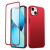 Gadījuma korpuss iPhone 13 aizmugurējā korpusā un priekšpusē + sarkanā rūdīta stikla