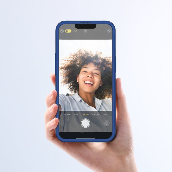 Gadījuma korpuss iPhone 13 aizmugurējā korpusā un priekšpusē + zilā rūdīta stikla