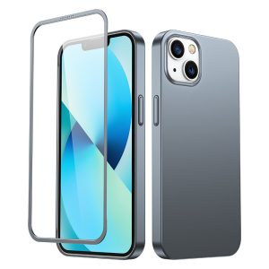Gadījuma korpuss iPhone 13 aizmugurējā korpusā un priekšpusē + pelēks rūdīts stikls