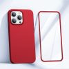 Gadījuma vāks iPhone 13 Pro Max korpusam aizmugurē un priekšpusē + sarkanā rūdīta stikla