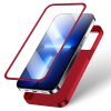 Gadījuma vāks iPhone 13 Pro Max korpusam aizmugurē un priekšpusē + sarkanā rūdīta stikla